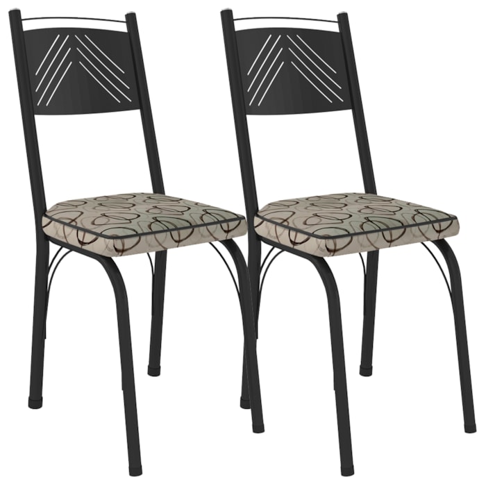 Kit 2 Cadeiras Tubular Europa 151 Preto Assento Madeira Cedro ARTEF