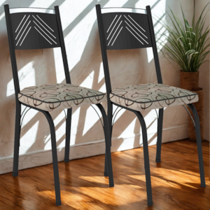 Kit 2 Cadeiras Tubular Europa 151 Preto Assento Madeira Cedro ARTEF