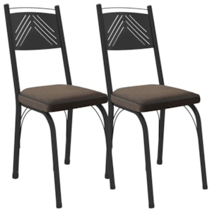 Kit 2 Cadeiras Tubular Europa 151 Preto Assento Madeira Imbuia ARTEF