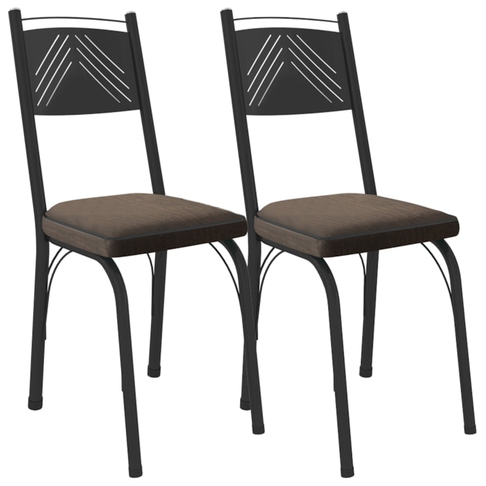 Kit 2 Cadeiras Tubular Europa 151 Preto Assento Madeira Imbuia ARTEF