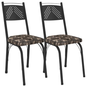 Kit 2 Cadeiras Tubular Europa 151 Preto Assento Mosaico Palha ARTEF