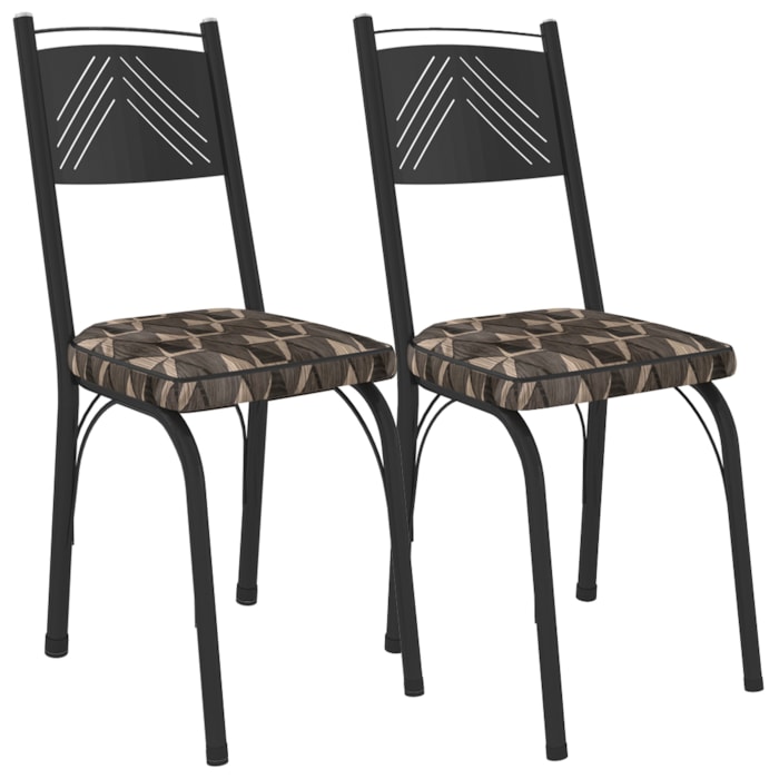 Kit 2 Cadeiras Tubular Europa 151 Preto Assento Mosaico Palha ARTEF