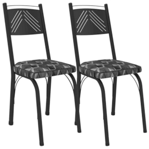 Kit 2 Cadeiras Tubular Europa 151 Preto Assento Mosaico Silver ARTEF