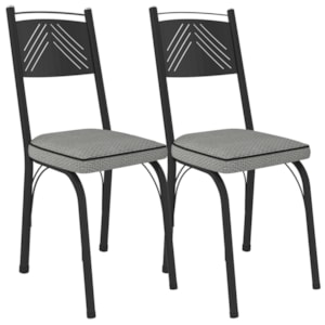 Kit 2 Cadeiras Tubular Europa 151 Preto Assento Platina ARTEF