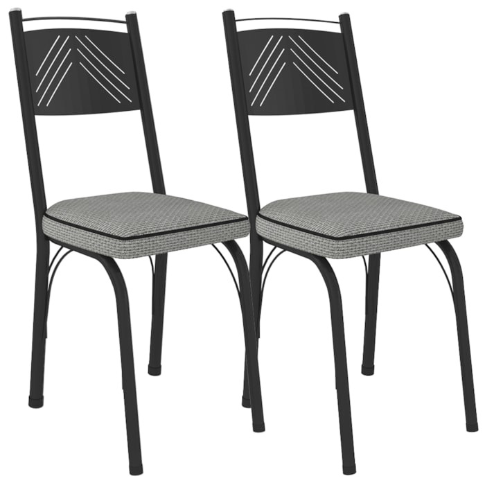 Kit 2 Cadeiras Tubular Europa 151 Preto Assento Platina ARTEF