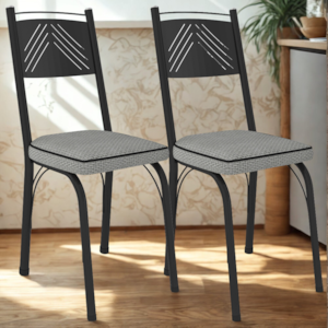 Kit 2 Cadeiras Tubular Europa 151 Preto Assento Platina ARTEF