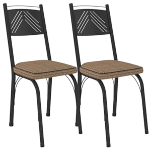 Kit 2 Cadeiras Tubular Europa 151 Preto Assento Rattan ARTEF