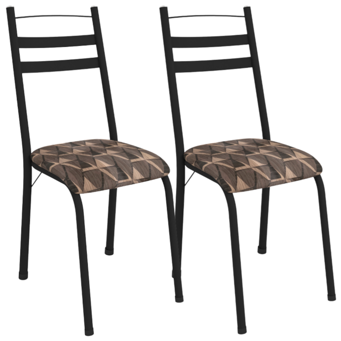 Kit 2 Cadeiras Tubular Europa 161 Preto Assento Mosaico Palha ARTEF