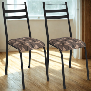 Kit 2 Cadeiras Tubular Europa 161 Preto Assento Mosaico Palha ARTEF