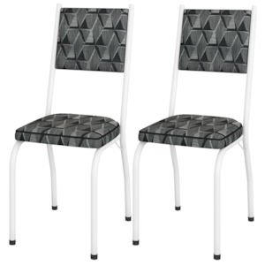 Kit 2 Cadeiras Tubular Europa 258 Branco Assento Mosaico Silver ARTEF