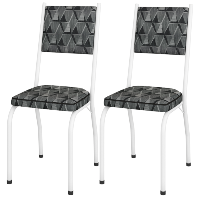 Kit 2 Cadeiras Tubular Europa 258 Branco Assento Mosaico Silver ARTEF