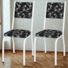 Kit 2 Cadeiras Tubular Europa 258 Branco Assento Preto Flor ARTEF
