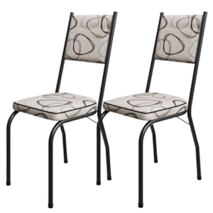 Kit 2 Cadeiras Tubular Europa 258 Preto Assento Madeira Cedro ARTEF