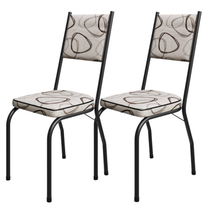 Kit 2 Cadeiras Tubular Europa 258 Preto Assento Madeira Cedro ARTEF