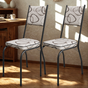 Kit 2 Cadeiras Tubular Europa 258 Preto Assento Madeira Cedro ARTEF