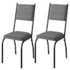 Kit 2 Cadeiras Tubular Europa 258 Preto Assento Platina ARTEF
