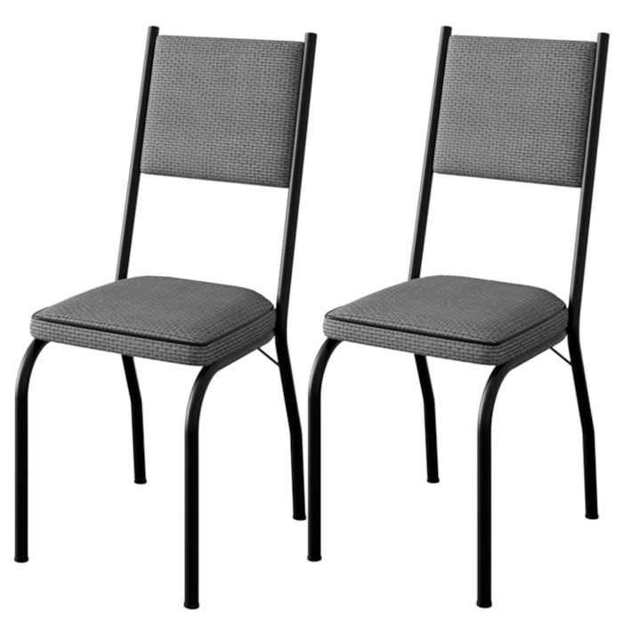 Kit 2 Cadeiras Tubular Europa 258 Preto Assento Platina ARTEF