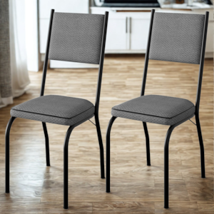 Kit 2 Cadeiras Tubular Europa 258 Preto Assento Platina ARTEF