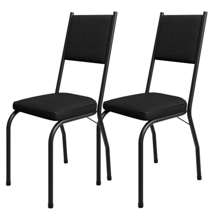 Kit 2 Cadeiras Tubular Europa 258 Preto Assento Preto ARTEF