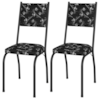 Kit 2 Cadeiras Tubular Europa 258 Preto Assento Preto Flor ARTEF
