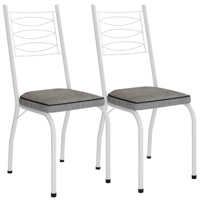Kit 2 Cadeiras Tubular Europa 262 Branco Assento Grafiato ARTEF