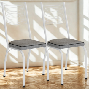 Kit 2 Cadeiras Tubular Europa 262 Branco Assento Grafiato ARTEF