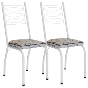 Kit 2 Cadeiras Tubular Europa 262 Branco Assento Madeira Cedro ARTEF