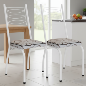 Kit 2 Cadeiras Tubular Europa 262 Branco Assento Madeira Cedro ARTEF