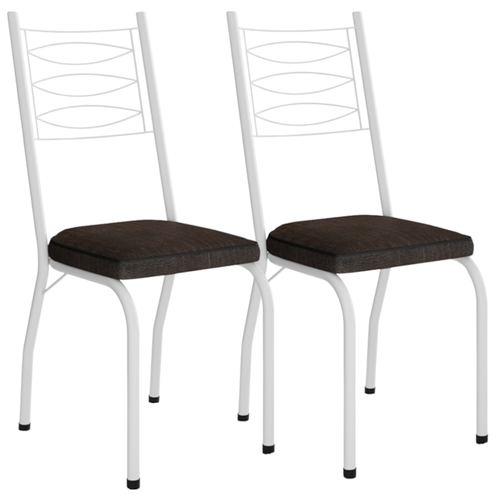 Kit 2 Cadeiras Tubular Europa 262 Branco Assento Madeira Imbuia ARTEF