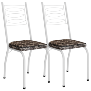 Kit 2 Cadeiras Tubular Europa 262 Branco Assento Mosaico Palha ARTEF