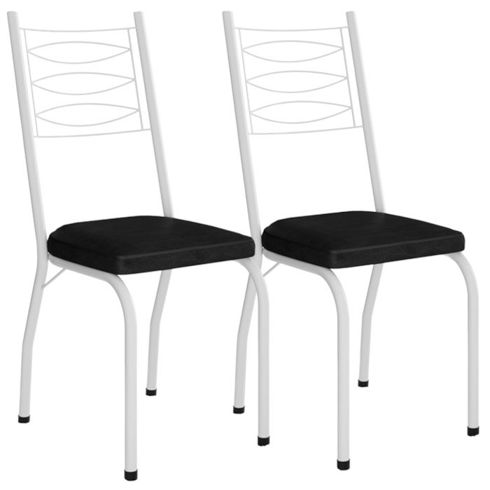 Kit 2 Cadeiras Tubular Europa 262 Branco Assento Preto ARTEF