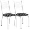 Kit 2 Cadeiras Tubular Europa 262 Branco Assento Preto Flor ARTEF