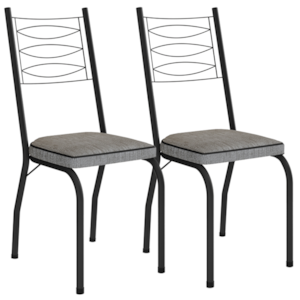 Kit 2 Cadeiras Tubular Europa 262 Preto Assento Grafiato ARTEF