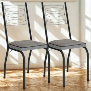 Kit 2 Cadeiras Tubular Europa 262 Preto Assento Grafiato ARTEF