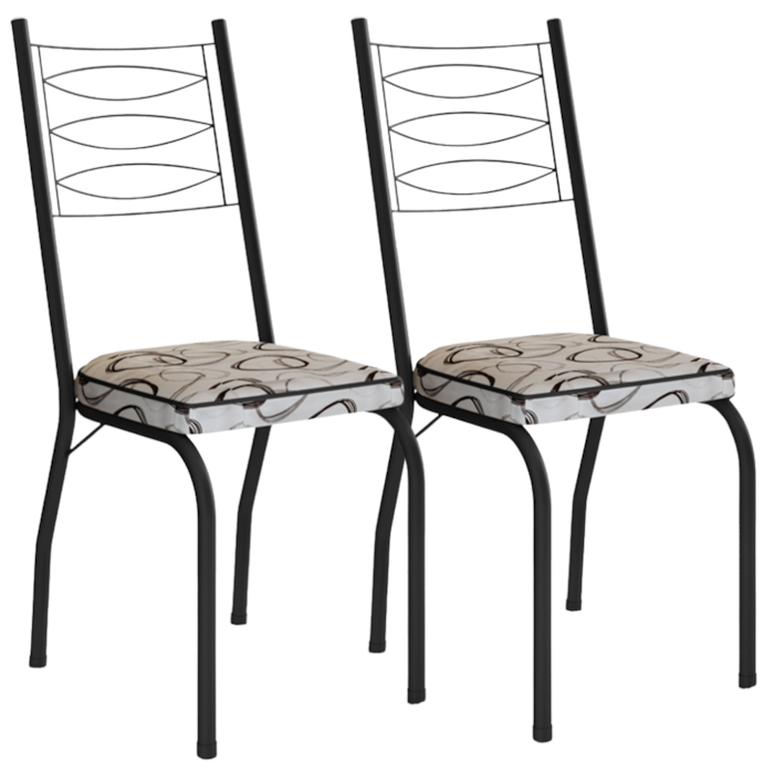 Kit 2 Cadeiras Tubular Europa 262 Preto Assento Madeira Cedro ARTE