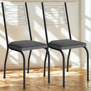 Kit 2 Cadeiras Tubular Europa 262 Preto Assento Platina ARTEF