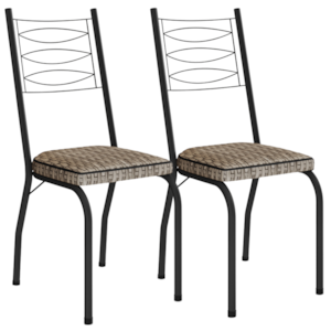 Kit 2 Cadeiras Tubular Europa 262 Preto Assento Rattan ARTEF