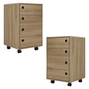 Kit 2 Gaveteiros Multiuso 36 cm P1072 Oak PP Milani Store