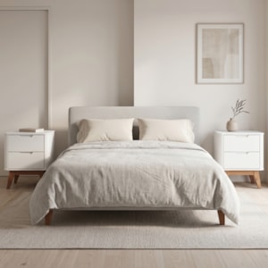 Kit 2 Mesa De Cabeceira 2 Gavetas Pes Madeira 50 cm Vicenza Branco DCASA