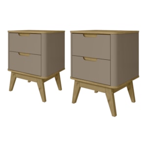 Kit 2 Mesa De Cabeceira 2 Gavetas Pes Madeira 50 cm Vicenza Fendi Hannover DCASA