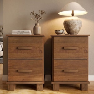 Kit 2 Mesa de Cabeceira 42 cm Madeira Macica Taeda 1137C Castanho Festra