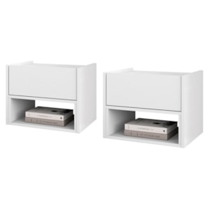Kit 2 Mesa De Cabeceira Suspensa 1 Gaveta 45 cm Florença Branco DCASA