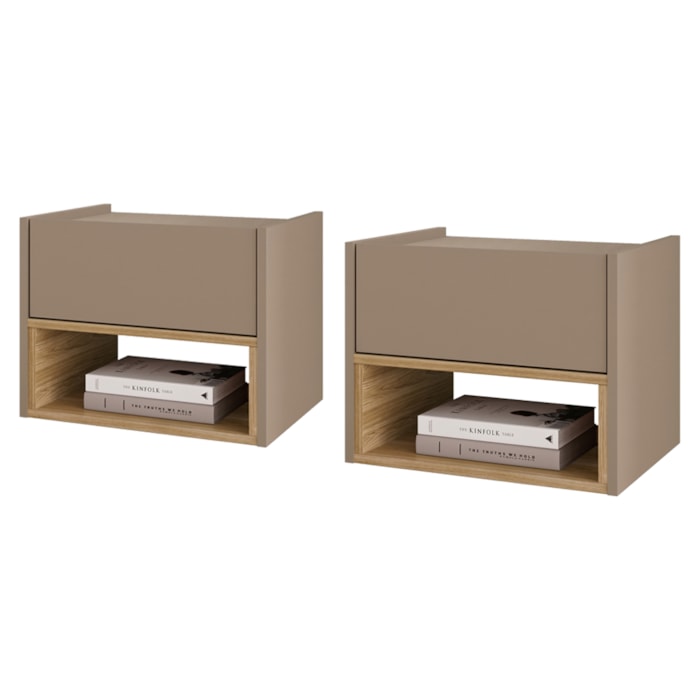 Kit 2 Mesa De Cabeceira Suspensa 1 Gaveta 45 cm Florença Fendi Hannover DCASA