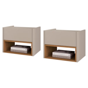 Kit 2 Mesa De Cabeceira Suspensa 1 Gaveta 45 cm Florença Off White Cedro DCASA