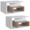 Kit 2 Mesa de Centro Para Sala 68 cm B92 Branco Montana NOVAM