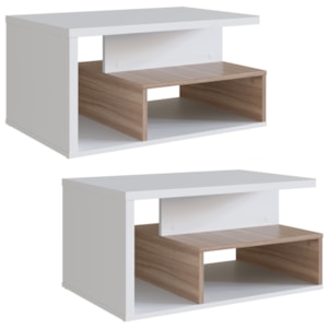 Kit 2 Mesa de Centro Para Sala 68 cm B92 Branco Montana NOVAM