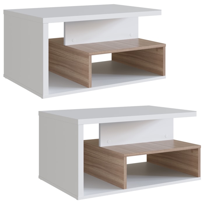 Kit 2 Mesa de Centro Para Sala 68 cm B92 Branco Montana NOVAM