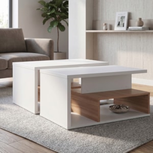 Kit 2 Mesa de Centro Para Sala 68 cm B92 Branco Montana NOVAM
