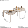 Kit 2 Mesas Centro Lina Cleia Pés Metal Off White DJ MOVEIS