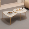 Kit 2 Mesas Centro Lina Cleia Pés Metal Off White DJ MOVEIS